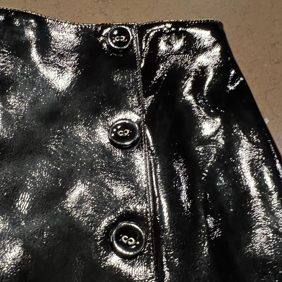 Lulu’s Black Patient Leather Faux Wrap Mini Skirt Sz S - Picture 10 of 16